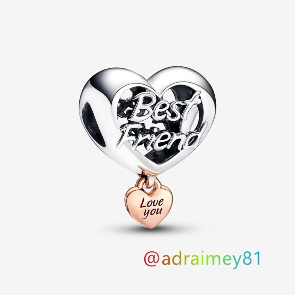 New Pandora Love You Best Friend Heart Charm